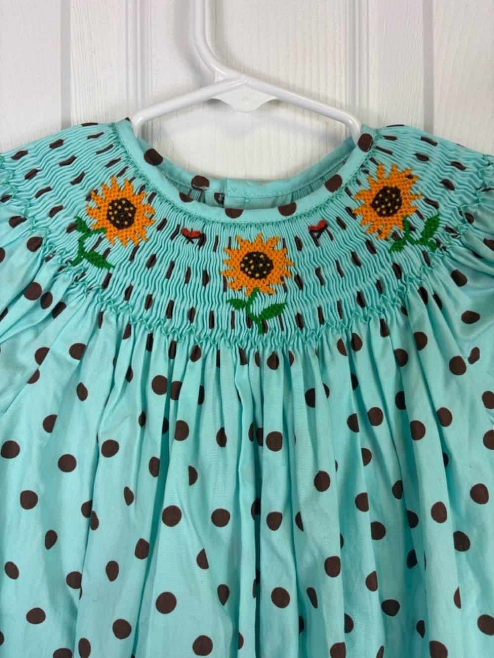 NWT Mom & Me blue sunflower smocked dress sz 18 months - Picture 2 of 6